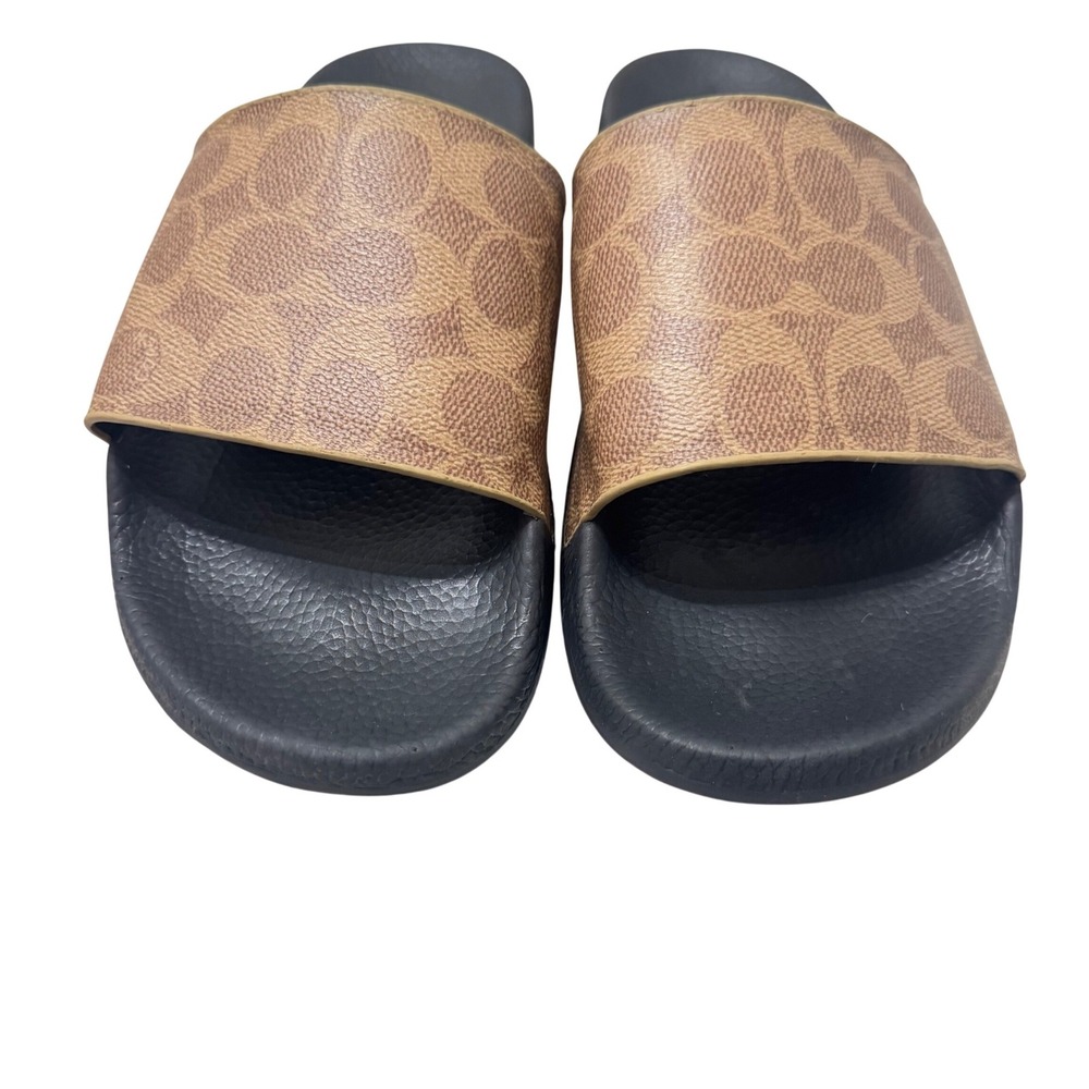 Coach Udele Slide Sandals Womens Size 10 Tan Brown Signature Coated Canvas G3759 - Picture 4 of 9